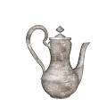 Elegant Silver Teapot With Curved Handle And Lid On Light Background
