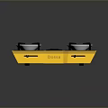 Yellow Joyace Double Burner Gas Stove with Silver Burners and Black Control Knobs