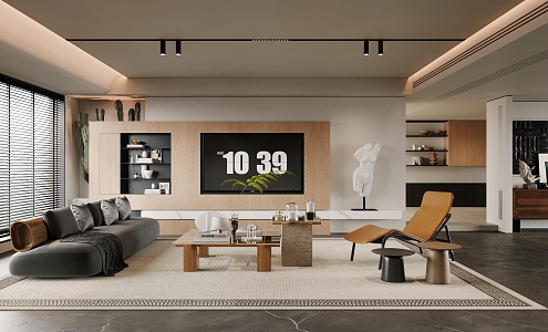 Quiet living room in the ancient sofa combination TV wall 3d model