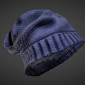 Blue Knitted Hat With Soft Texture And Golden Metal Buckle Detail Design