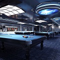 Modern Industrial Style Billiard Room Technology Light Luxury Style Billiard Hall Technology Style Billiard Room Billiard Club Billiard Table Billiard Room Billiard Cards Billiard Cards Billiard Hall 3d model