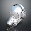 Tactical Weapon Gas Mask With Silver Metallic Finish Round Lenses And Headphone Style