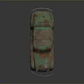 Rusty Vintage Classic Car With Green Red Patina And Weathered Body