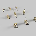 Golden Reptiles Displaying Various Poses Including Sitting Crawling And Walking