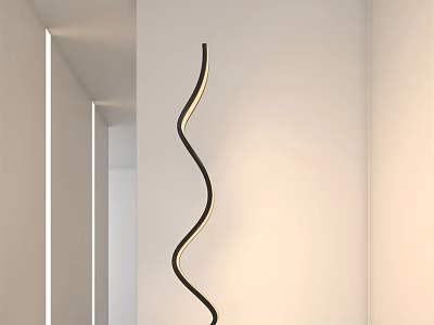 Modern Curved Floor Lamp With Soft Lighting For Minimalist Interior Decoration 3d model