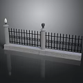 Ornate Iron Fence With Stone Base And Decorative Pillars Featuring Ornamental Design