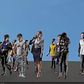 Group of People Standing in Circle Formation on Gray Floor With Shadows