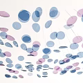 Modern Ceiling Design With Hanging Circular Decor In Blue Pink Gray Colors 3d model