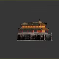 Traditional Ancient Chinese Architecture With Orange Glazed Roof Green Eaves And Stone Paved Courtyard