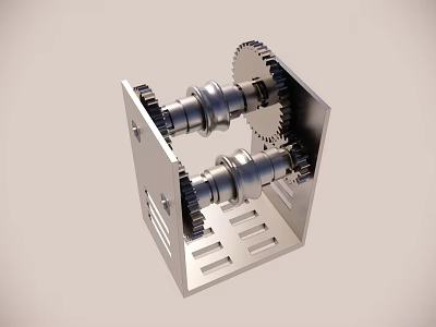 Mechanical Gear Assembly With Shafts In Metal Frame Structure Design 3d model