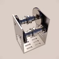 Mechanical Gear Assembly With Shafts In Metal Frame Structure Design 3d model