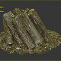 Stacked Natural Wood Logs On Colorful Textured Stone Base Decorative Art