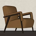 Stylish Modern Single Armchair With Tan Leather Upholstery And Black Wooden Legs