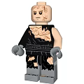 Lego Minifigure With Cracked Texture And Black Outfit Front Back Views Detailed Design
