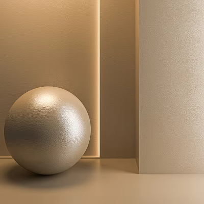 Light Brown Wall Modern Minimalist Design With Golden Sphere And Soft Lighting 3d model