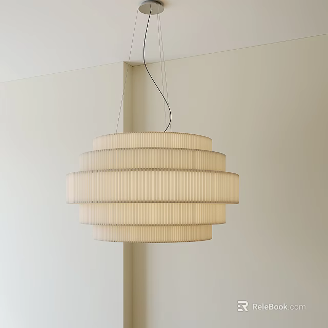 Modern Minimalist Multi Layered Pleated Cream Pendant Light For Interior 3d model