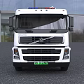 White Volvo Road Rescue Tow Truck With Flatbed And Blue Red Emergency Lights