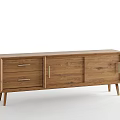 Modern Wooden TV Stand With Drawers Cabinet Doors And Slim Legs Design