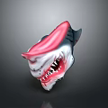Realistic Shark Head 3D Model Showcasing Sharp Teeth Organs And Red Fur Accents 3d model