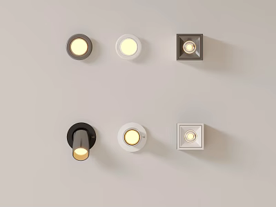 Modern Downlights and Spotlights with Round Square Shapes and Black White Designs 3d model