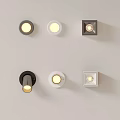 Modern Downlights and Spotlights with Round Square Shapes and Black White Designs