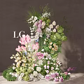 Tall Artistic Floral Display With Pink White Blooms Lush Green Foliage And Elegant Design