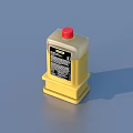 Yellow Plastic Bottle With Red Cap And Black Label For Daily Use 3d model