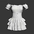 Elegant White Off The Shoulder Dress With Ruffled Sleeves Cinched Waist And Layered Skirt