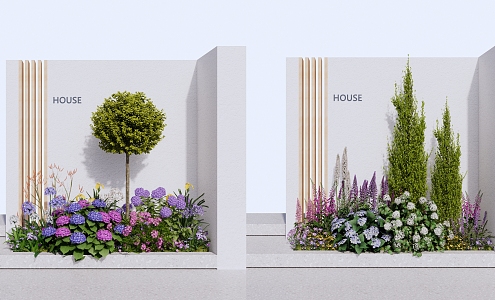 Modern Household Landscape Plants Landscape Shrubs Flowers Plants Pile Garden Landscaping Tree 3d model