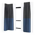 Modern Double Layer Curtains With Dark Gray Blue And White Inner Design