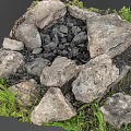 Natural Garden Ornament With Stone Circle Charcoal Center And Green Grass