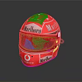 Red Military Combat Helmet With Marboro Vodafone Logos And Reflective Design