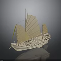 Traditional Wooden Sailing Boat Model With Yellow Sails As Classic Water Transport