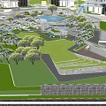 Residential Landscape Design With Green Spaces Water Features And Modern Buildings