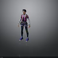 3D Character Model In Pink Purple Top Purple Shorts Dark Leggings And Blue Shoes