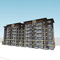 Modern Style Multi Story Apartment Building With Lush Green Garden And Pathways