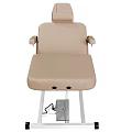 Electric Medical Treatment Table With Beige Leather Surface And Metal Frame