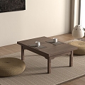 Japanese-style Tatami Tea Table Futon Rattan Seat Rattan Futon Tea Tray Tea Set 3d model