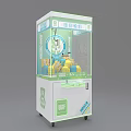 Fun Claw Machine Amusement Equipment With Transparent Body Yellow Stuffed Toys And Green White Design