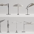 Various Outdoor Umbrella Designs With Different Stand Structures And Styles 3d model