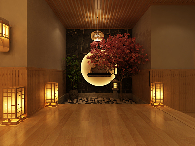 Japanese-style foyer cuisine restaurant landscape Sakurai background modeling model