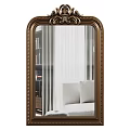 Ornate Gold Frame Full Length Mirror With Curtains And Sofa In Living Area