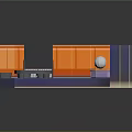 Cartoon Style Interior Scene With Counter Seats Wall Art And Patterned Floor