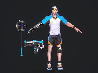 Athlete man game character 3d model