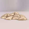 Gold Satin Leaf Shaped Throw Pillows For Elegant Home Decor Accents 3d model
