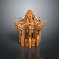 Intricate Decorative 3D Model of Traditional Tower Structure with Detailed Carvings and Ornamentation