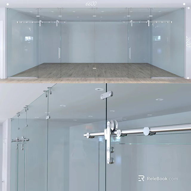 Modern Glass Sliding Doors With Transparent Panels For Contemporary Interior Design 3d model 