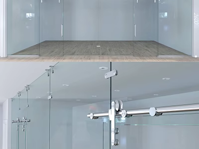 Modern Glass Sliding Doors With Transparent Panels For Contemporary Interior Design 3d model