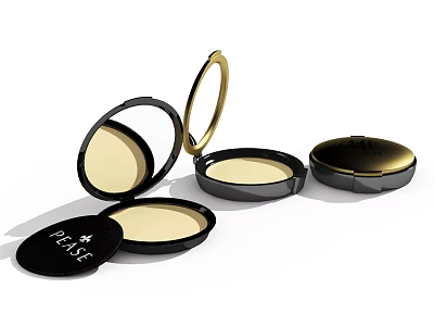 Luxury Black And Gold Powder Compact Open Cases With Peace Label And Sleek Design 3d model