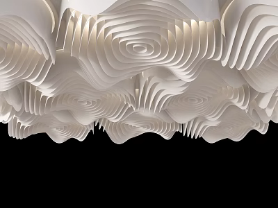 Artistic Wavy Layered Ceiling Design For Modern Interiors With Lighting 3d model